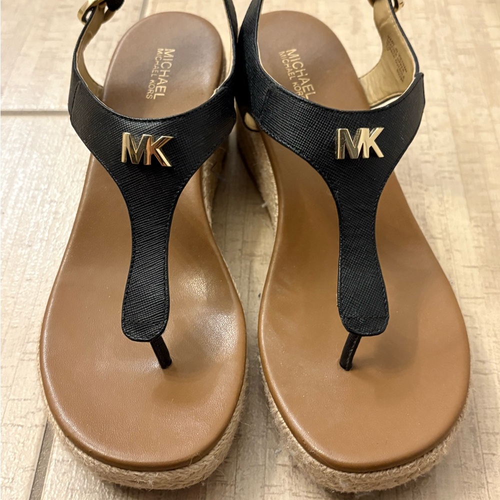 Michael Kors Black and Tan Women's Sandals